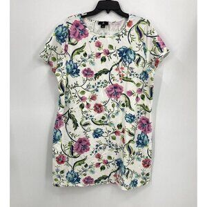 J Jason Wu Floral T Shirt Dress Spring White Pink Flowers Shift Womens Large